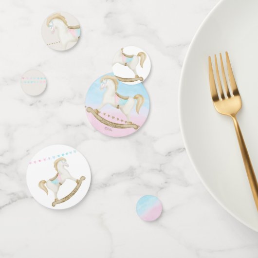 ロッキング馬ブルーピンク赤男女兼用ちゃんシャワー コンフェッティ (グループ)