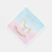 ロッキング馬ブルーピンク赤男女兼用ちゃんシャワー スタンダードランチョンナプキン (角)