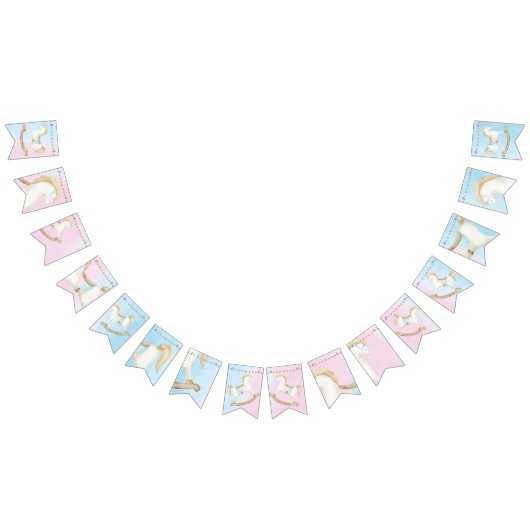 ロッキング馬ブルーピンク赤男女兼用ちゃんシャワー バンティングフラッグ (全)