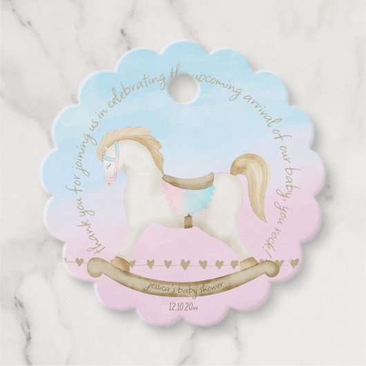 ロッキング馬ブルーピンク赤男女兼用ちゃんシャワー フェイバータグ (正面)