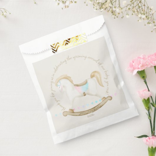 ロッキング馬ブルーピンク赤男女兼用ちゃんシャワー フェイバーバッグ (封をした状態)