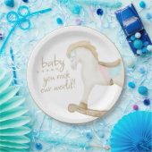 ロッキング馬ブルーピンク赤男女兼用ちゃんシャワー ペーパープレート (パーティー)