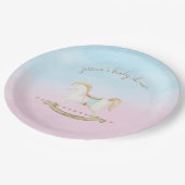 ロッキング馬ブルーピンク赤男女兼用ちゃんシャワー ペーパープレート (アングル)