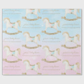 ロッキング馬ブルーピンク赤男女兼用ちゃんシャワー ラッピングペーパー (フラット)