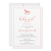 ロッキング馬ベビーシャワー招待状サンゴ