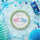 ロッキング馬双子赤ちゃんシャワーパーティー ペーパープレート (パーティー)