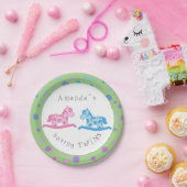 ロッキング馬双子赤ちゃんシャワーパーティー ペーパープレート (パーティー)