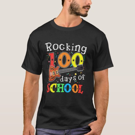 ロッキング100日の学校ギター音楽先生St Tシャツ (正面)