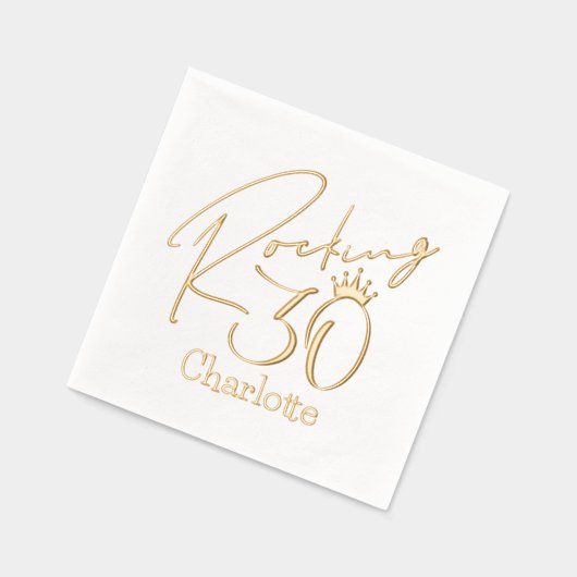 ロッキング30第三誕生日パーソナライズされた名 箔ナプキン (左)