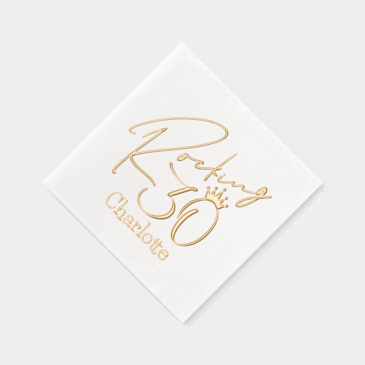 ロッキング30第三誕生日パーソナライズされた名 箔ナプキン (右)