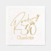 ロッキング30第三誕生日パーソナライズされた名 箔ナプキン (正面)