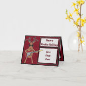 ロッキンルドルフモダンホリデーカードハーフフォールドカード カード (黄色い花)