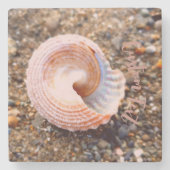 ロッキーかわいらしビーチのシーセルカスタム文字 ストーンコースター (正面)