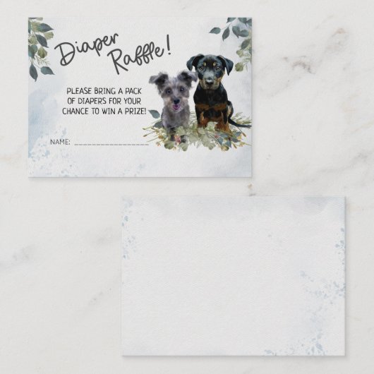 ロッキーとライラオムツラッフルベビーシャワー エンクロージャーカード (正面/裏面)