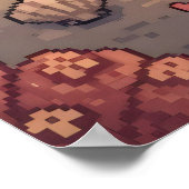 ロッキーと海の上の穏やかなピクセル化された日の出 ポスター (角)