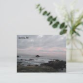 ロッキーカンブリア，カリフォルニア，夕日の海岸線 ポストカード (スタンド正面)
