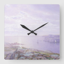 ロッキーコーブファインアート水彩海洋海 スクエア壁時計