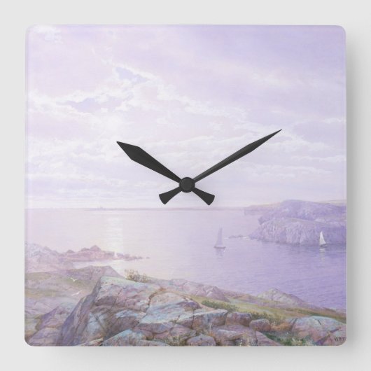 ロッキーコーブファインアート水彩海洋海 スクエア壁時計 (正面)