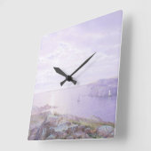 ロッキーコーブファインアート水彩海洋海 スクエア壁時計 (傾斜)