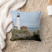 ロッキーショアのポートランドヘッドライトハウス クッション (ブランケット)