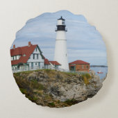 ロッキーショアのポートランドヘッドライトハウス ラウンドクッション (裏面)