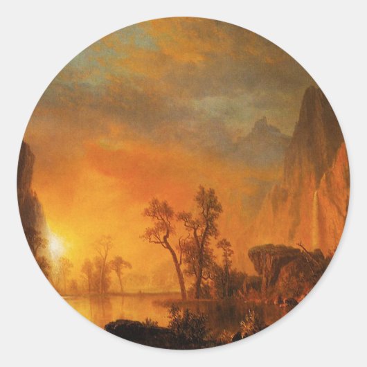 ロッキーステッカーの夕日 ラウンドシール (正面)