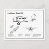 ロッキード ベガ 5B - 航空機設計図 BD ポストカード (正面)