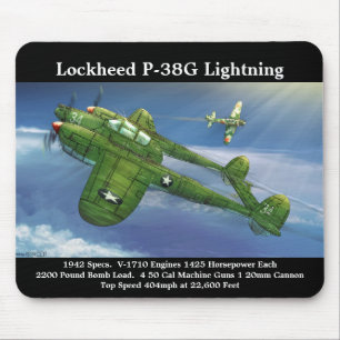ロッキードP-38G稲妻飛行機 マウスパッド