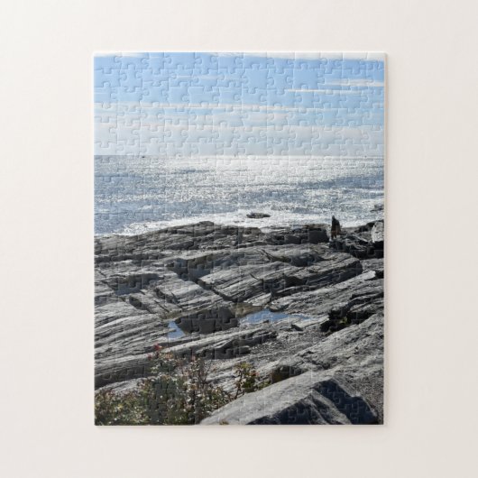 ロッキーニューイングランド海岸線メインビーチ写真 ジグソーパズル (縦)
