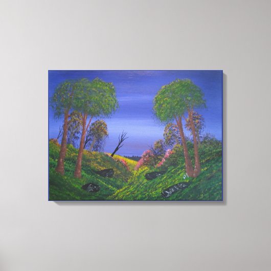ロッキーバレーブルースカイカラフルランドスケープ キャンバスプリント (正面)
