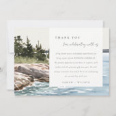 ロッキーパインマウンテンウォーターカラーシースケープ結婚ズ サンキューカード (正面)