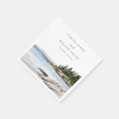 ロッキーパインマウンテンウォーターカラーシースケープ結婚ズ スタンダードカクテルナプキン (角)