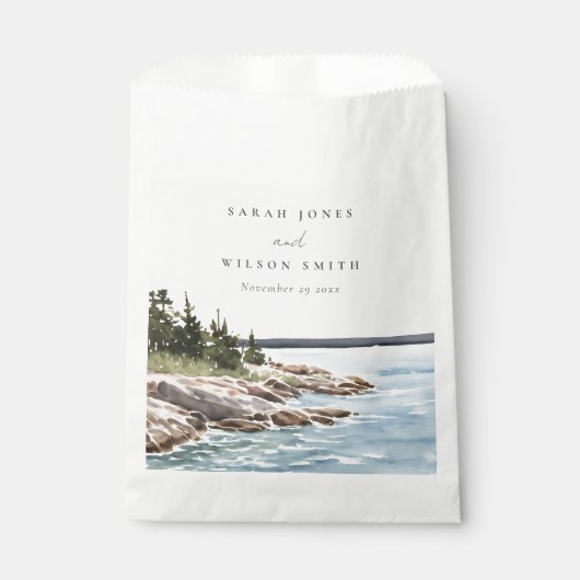 ロッキーパインマウンテンウォーターカラーシースケープ結婚ズ フェイバーバッグ (正面)