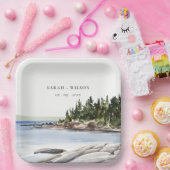 ロッキーパインマウンテンウォーターカラーシースケープ結婚ズ ペーパープレート (パーティー)