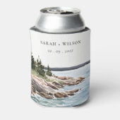 ロッキーパインマウンテンウォーターカラーシースケープ結婚ズ 缶クーラー (缶裏面)