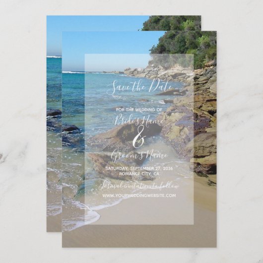 ロッキービーチ結婚式の日付を保存 セーブザデート (正面/裏面)