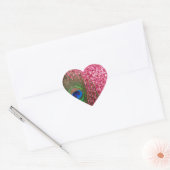 ロッキーピンクの孔雀の羽 ハートシール (封筒)