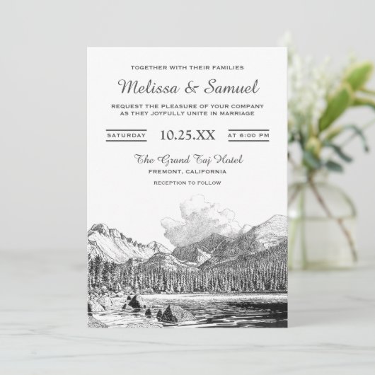 ロッキーマウエレガントンテンスケッチ結婚式招待状 招待状 (スタンド正面)