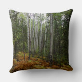 ロッキーマウンテンの白い樺の木の木と秋シダ クッション (裏面)