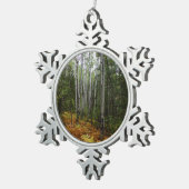 ロッキーマウンテンの白い樺の木の木と秋シダ スノーフレークピューターオーナメント (右)