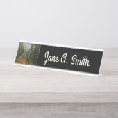 ロッキーマウンテンの白い樺の木の木と秋シダ デスクネームプレート (正面)