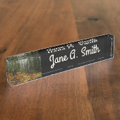 ロッキーマウンテンの白い樺の木の木と秋シダ デスクネームプレート (側面)