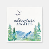 ロッキーマウンテンアドベンチャーが赤ちゃんのシャワーを待つ スタンダードカクテルナプキン (正面)