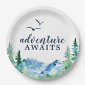 ロッキーマウンテンアドベンチャーが赤ちゃんのシャワーを待つ ペーパープレート (正面)