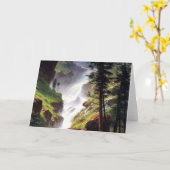 ロッキーマウンテンウォーターフォール – アルバートビエルシュタット カード (黄色い花)