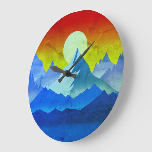 ロッキーマウンテンゴールデンアワーサンアート ラージ壁時計 (傾斜)