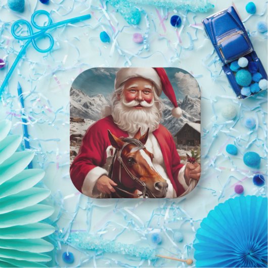 ロッキーマウンテンサンタと彼の馬 ペーパープレート (パーティー)