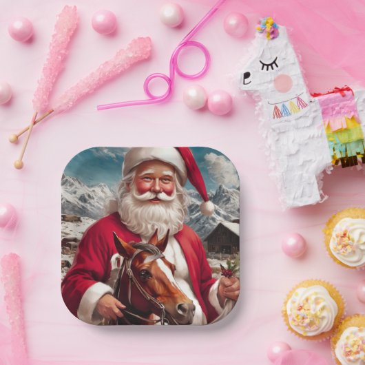 ロッキーマウンテンサンタと彼の馬 ペーパープレート (パーティー)