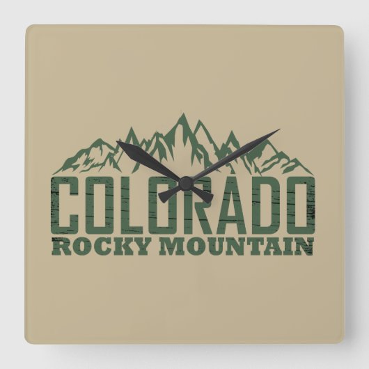 ロッキーマウンテンズコロラド スクエア壁時計 (正面)