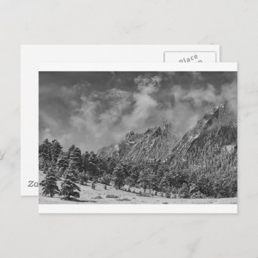 ロッキーマウンテンダスティングオブスノー大きい石コロラドBW ポストカード (正面/裏面)